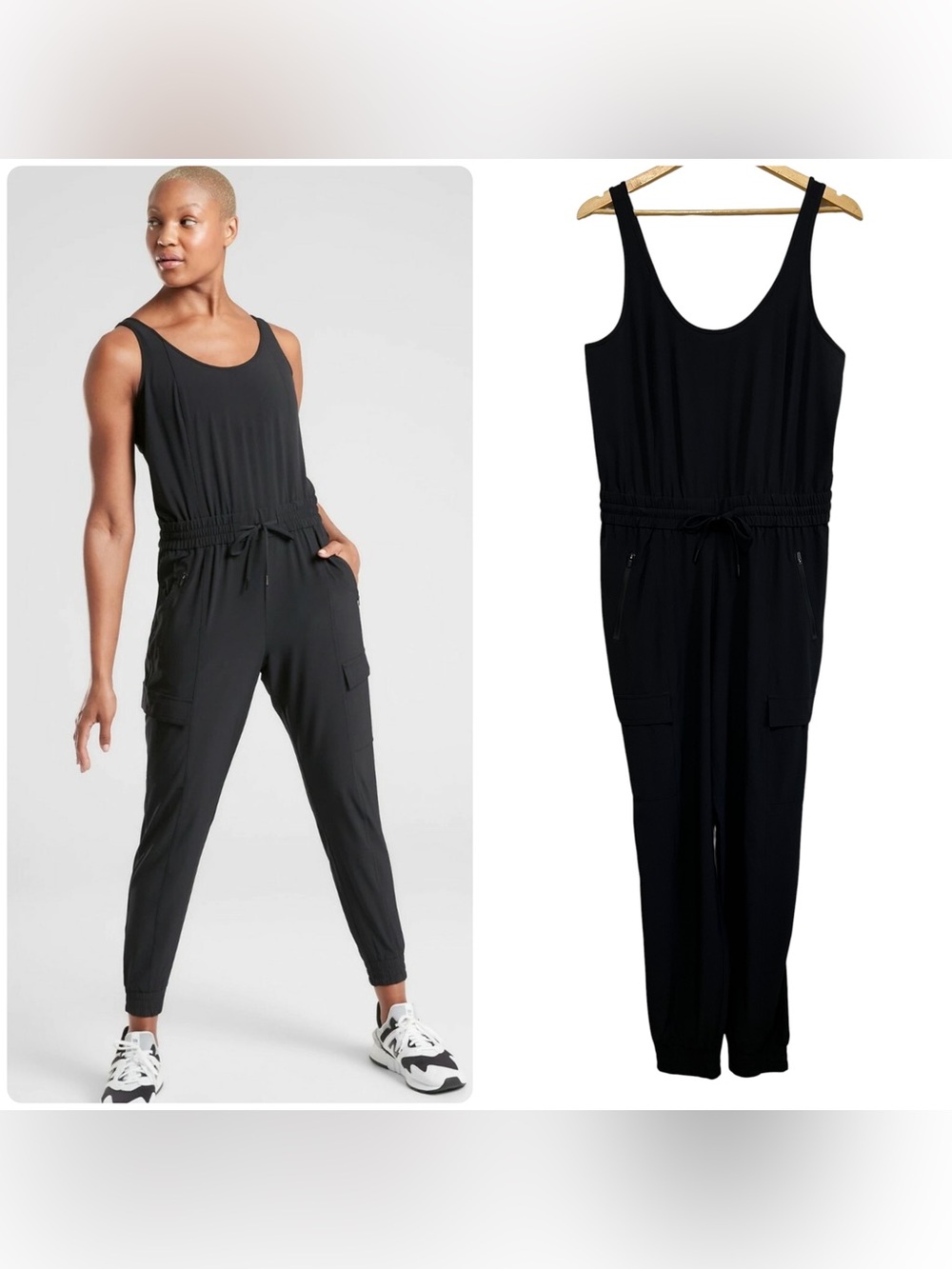 Athleta Unbound Black Sleeveless Utility Jumpsuit Size Small